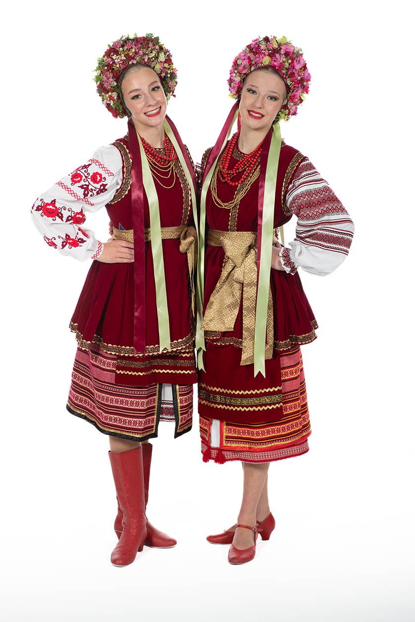 Two Ukrainian Dancers on white seemless background